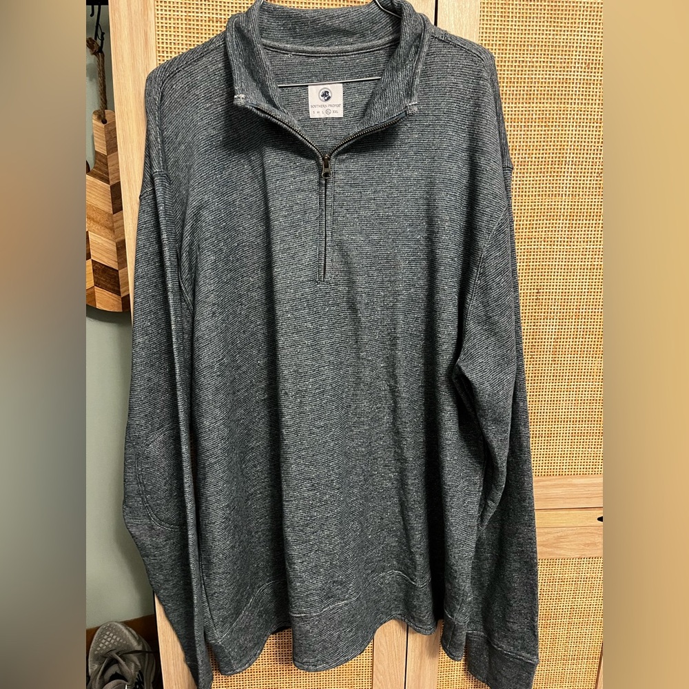 Southern Proper Men's Heathered Navy Zip-Up Sweater Size XL